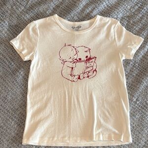 Brandy Melville White Tee with Red Graphic NWOT